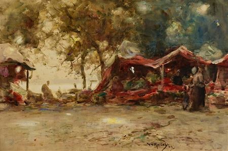 The Fruit Market (1909) by Thomas W Morley - Auction record, sale price, and art valuation. Compare with similar artists and explore comparable artworks.