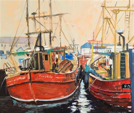 Trawlers at Rest by Dennis Orme Shaw - Auction record, sale price, and art valuation. Compare with similar artists and explore comparable artworks.