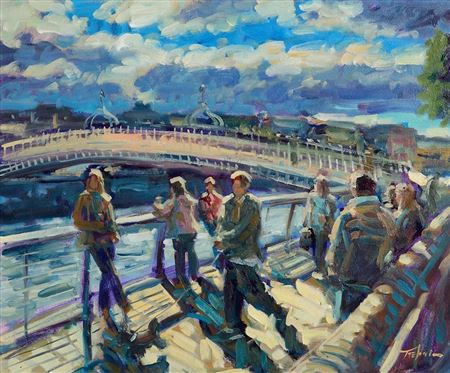 Ha'Penny Bridge, Dublin by Norman Teeling - Auction record, sale price, and art valuation. Compare with similar artists and explore comparable artworks.