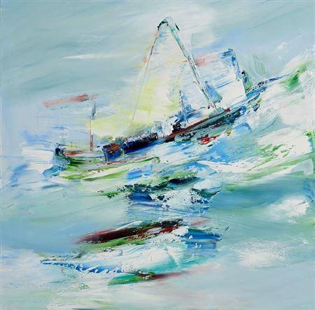 Sample artwork by Majella O'Neill Collins (Born 1964), known for abstract water scene painting - View similar artists and auction records