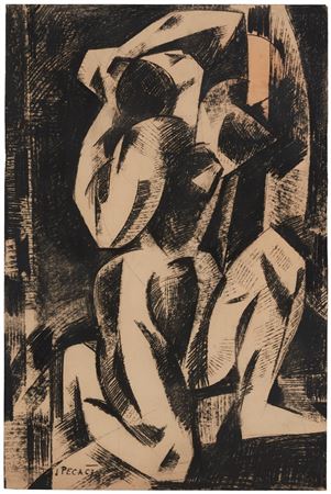 Crouching figure with raised arms, 1963