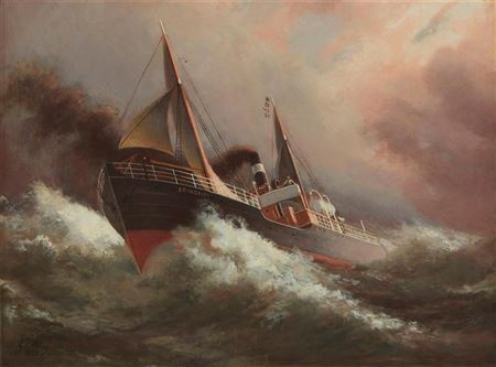 French freighter "Spindrift" in heavy seas, 1898