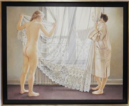 Jeunes filles au rideau