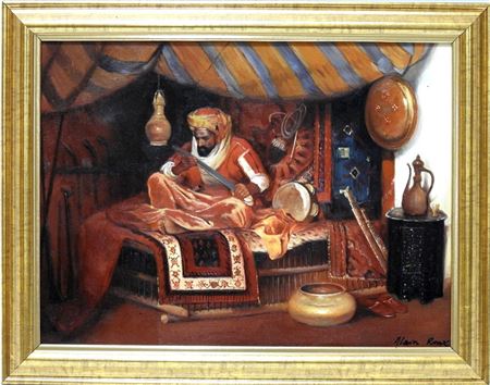 Sultan arabe au sabre by Alain Roux - Auction record, sale price, and art valuation. Compare with similar artists and explore comparable artworks.