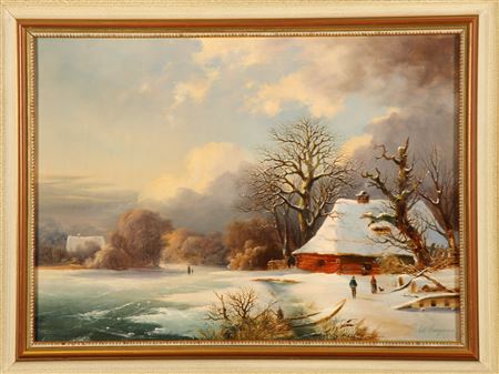 Winter landscape with a frozen river