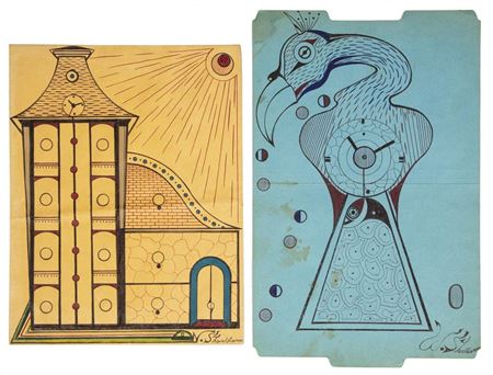 "Bird Clock"; "Fantasy Building"