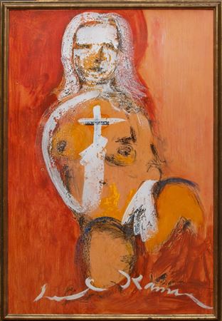 "Nude Figure with Cross"
