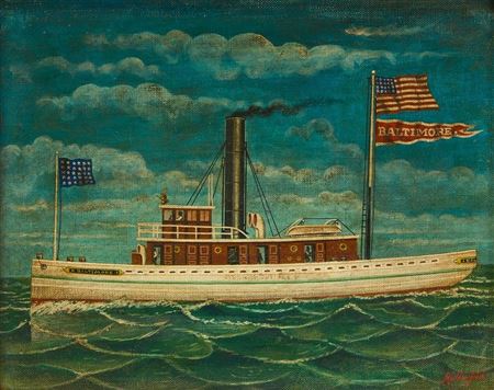 Tugboat painting, Baltimore, Maryland.