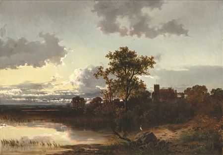 Uferlandschaft mit Schloss