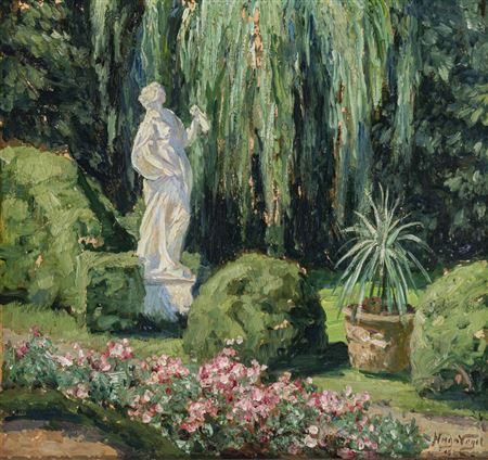 Parkland with statue