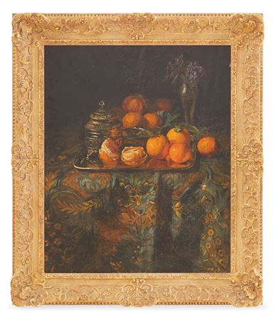 "Still Life of Oranges on a Silver Tray"