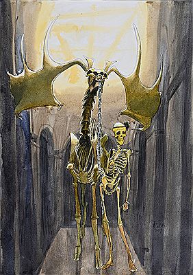 Megaloceros. Illustration on the theme of the Zombillenium series
