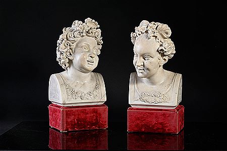 Spring and Summer -pair of busts