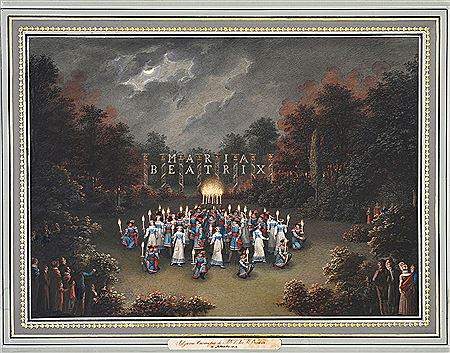 Ballet with torches, including girls and young men, with illuminations forming the name Maria Beatrix