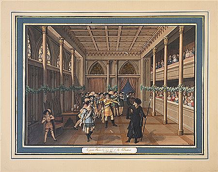 Play in the Troubadour taste, in a small theater, the Duchess attending from the upper gallery