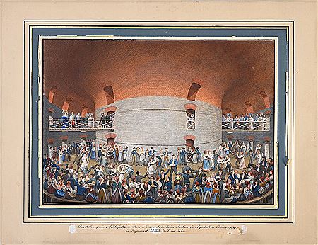 Folk festival on the occasion of the imperial visit of the fortification works in Linz: interior view of the tower no. 12