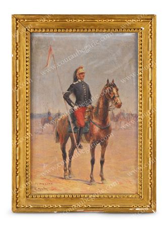 Portrait of a mounted officer of the 7th Dragoon Regiment.