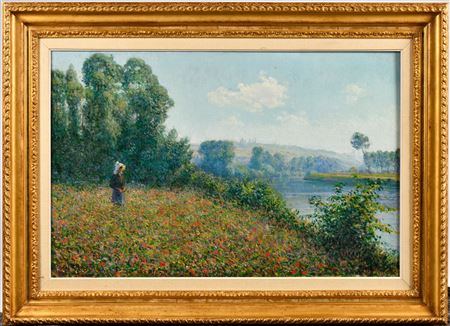 Poppy picker, riverside in Neuville-sur-Oise
