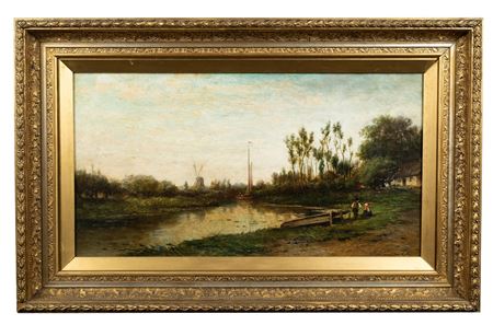 River Scene at Sunset, c.1870's