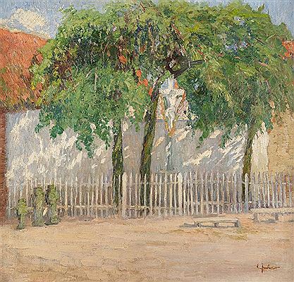 "Dorfplatz mit Kreuz in der Eifel"