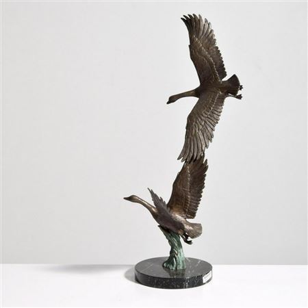 "Canadian Geese In Flight."
