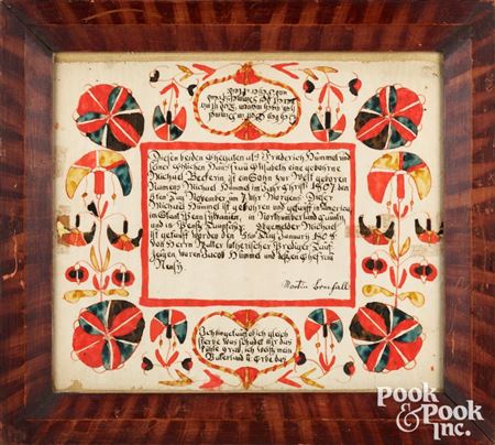Fraktur birth certificate for Michael Hummel, b. 1807