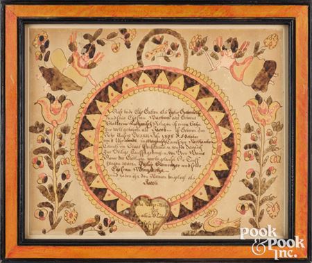 Fraktur birth certificate for Jacob Spangenberg, b. 1808