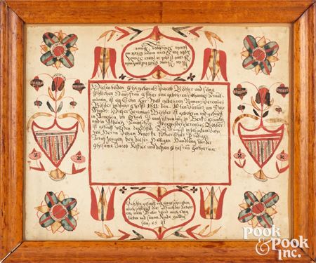 Fraktur birth certificate for Jeremias Bohler, b. 1811