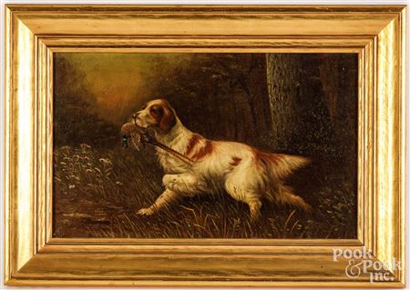A hunting dog and pheasant