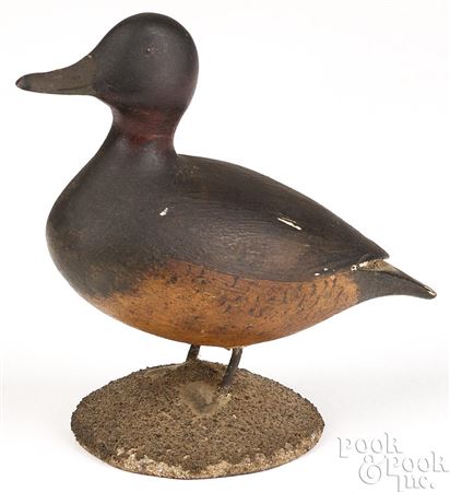 Miniature redhead duck decoy