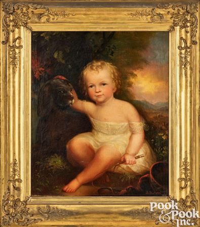Portrait of a boy and dog
