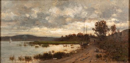 POTOMAC RIVER VIEW OF ARLINGTON HOUSE WITH SHANTY AND SAILBOATS, NEAR PRESENT DAY KENNEDY CENTER, WASHINGTON, D.C., 1878