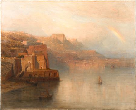 RAINBOW OVER MEDITERRANEAN LANDSCAPE