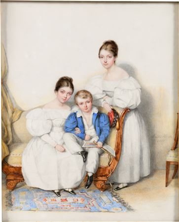 YOUNG BOY READING TO HIS SISTERS, 1833