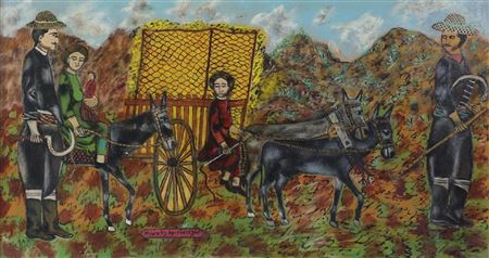 Carrying the bundles with the cart