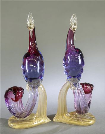 Pair of Murano glass birds