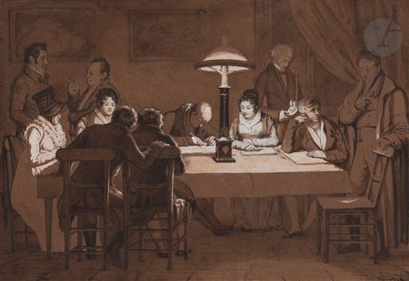 Night Drawing Session in Naples, 1814