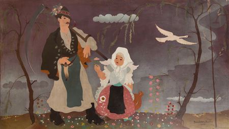 The Gathering, 1935 by Barna Basilides - Auction record, sale price, and art valuation. Compare with similar artists and explore comparable artworks.