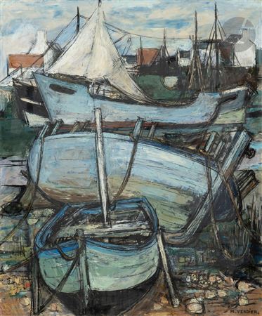 Morbihan, Boats at low tide