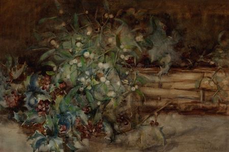Holly and Mistletoe; by Hannah Mayor - Auction record, sale price, and art valuation. Compare with similar artists and explore comparable artworks.