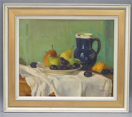 Still life fruit plate with jug by Anton Escher - Auction record, sale price, and art valuation. Compare with similar artists and explore comparable artworks.