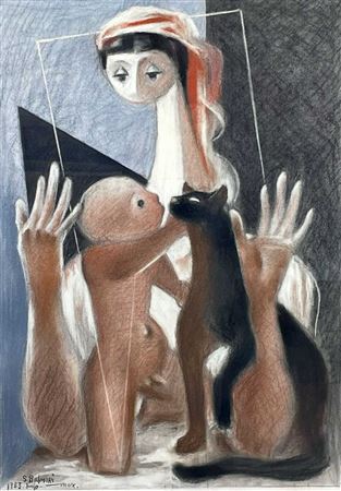 MOTHER, CHILD AND CAT
