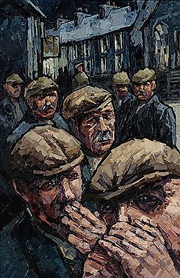 Group of Gentleman in flat-caps outside a public house