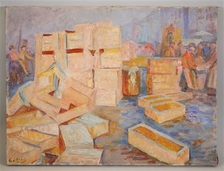 Unloading the crates on the quay