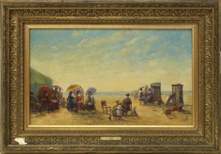 Society on the beach at dusk