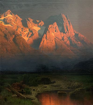 View at Dusk of the Zugspitze in the Bavarian Alps.