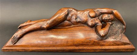 Young reclining nude woman.