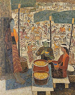 Untitled (Market Place) by Kattingeri Krishna Hebbar - Auction record, sale price, and art valuation. Compare with similar artists and explore comparable artworks.
