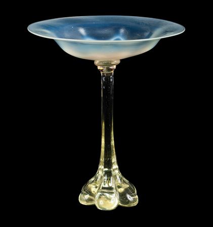 EXPERIMENTAL TIFFANY GLASS COMPOTE