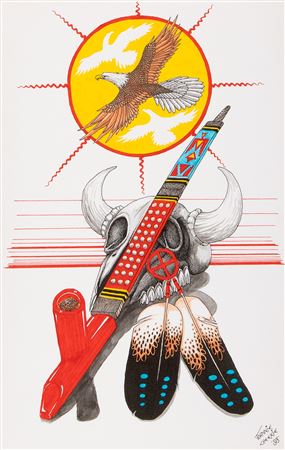 Untitled (Skull, Pipe and Eagle), 1993
